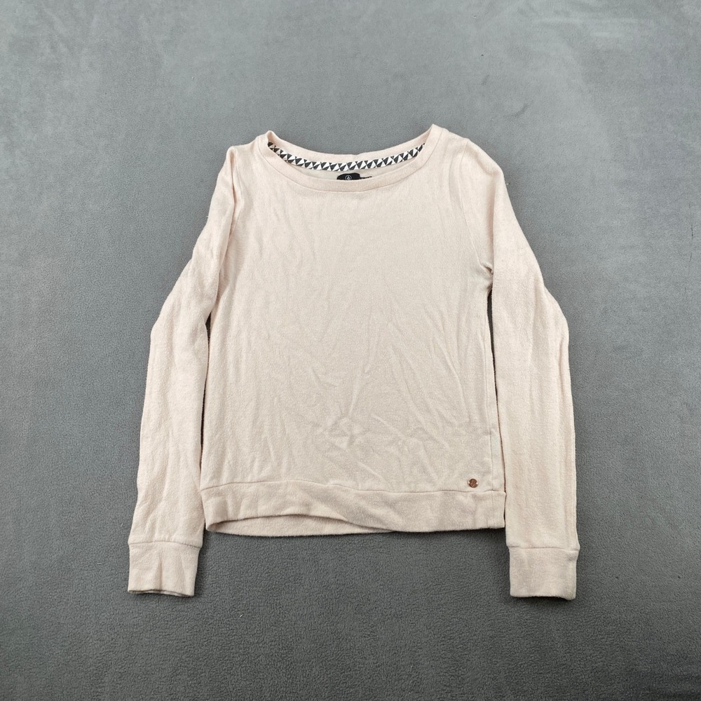 Volcom Lived In Lounge Peach Pink Crewneck Sweater B3141800 Womens Small